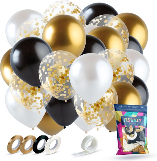 mout lening ras Fissaly Ballonnen: Prijzen Vergelijken | 40 stuks - Goud, Zwart & Wit