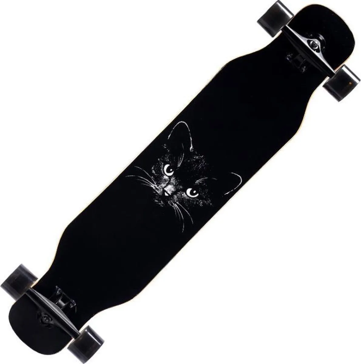 I Wannahave Longboard - 41 x 9 Inch - 105.5 cm - Max. Draagbaar 150KG ABEC PU Wielen Black cat speelgoed